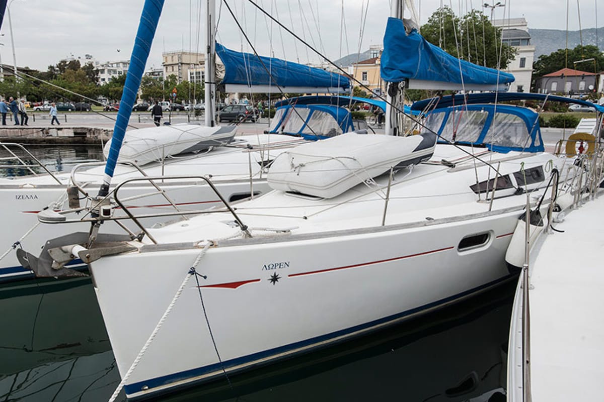 Exterior view of Lauren, a Jeanneau Sun Odyssey 36i sailboat at Volos Municipality, Greece