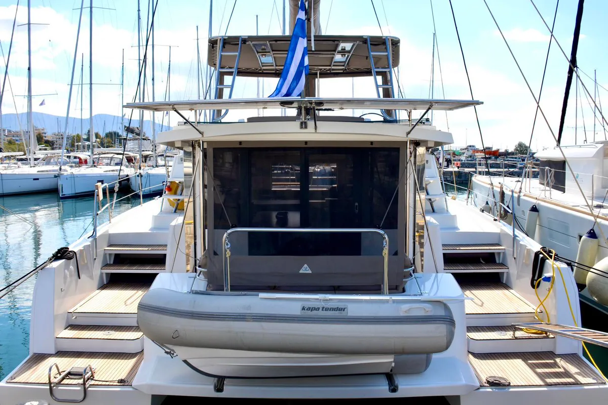 Exterior view of Mali Blue, a Bali 4.1 catamaran at Municipal Unit of Ellomenos, Greece