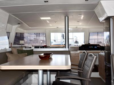 Salon of Mali Blue, a Bali 4.1 catamaran at Municipal Unit of Ellomenos, Greece