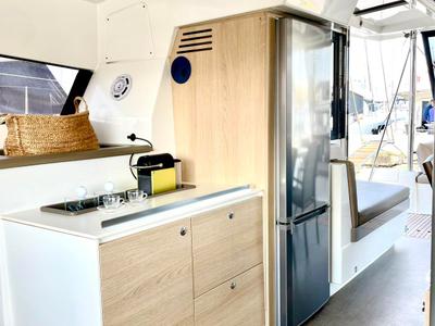 Galley of Mali Blue, a Bali 4.1 catamaran at Municipal Unit of Ellomenos, Greece