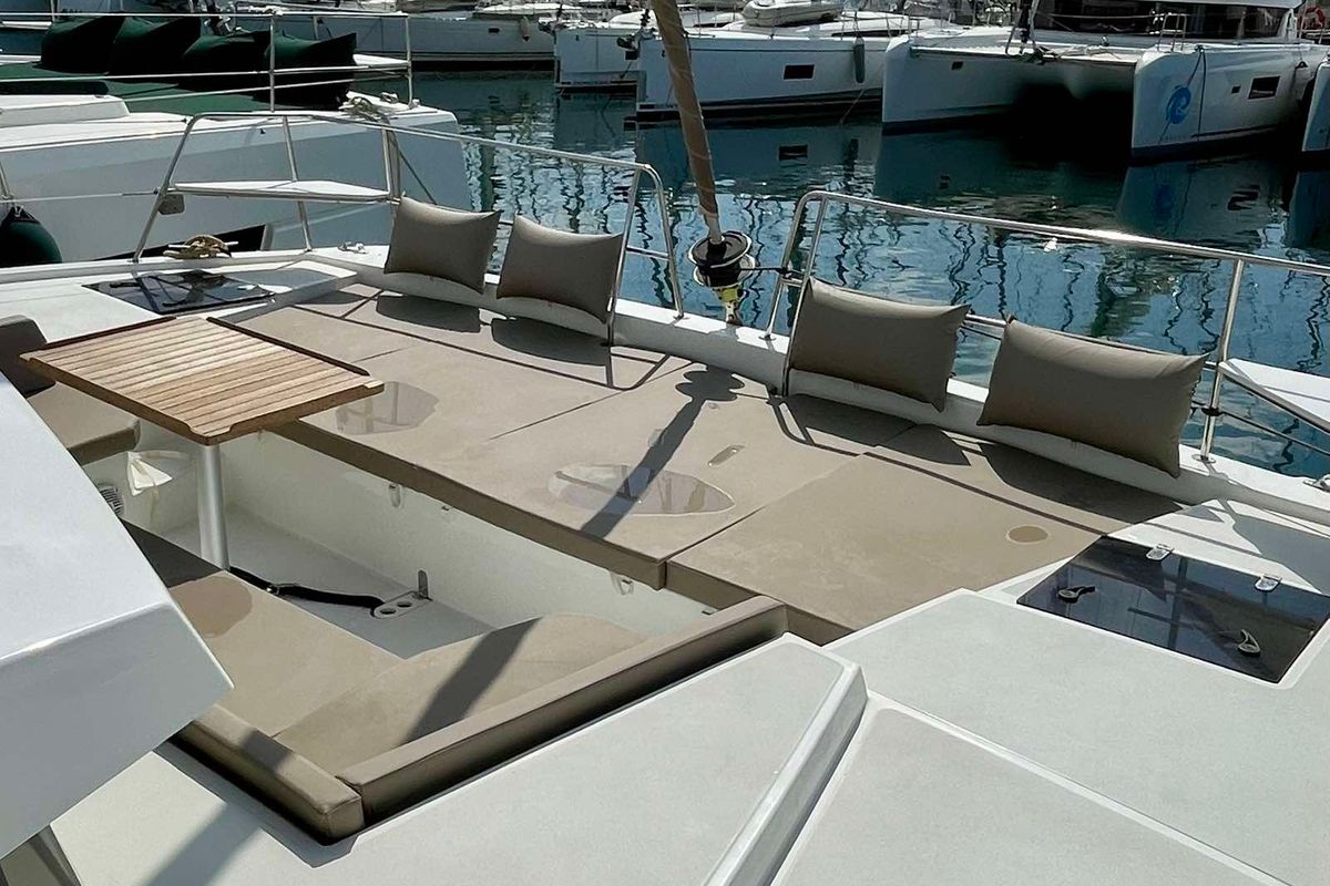 Deck of Mali Blue, a Bali 4.1 catamaran at Municipal Unit of Ellomenos, Greece