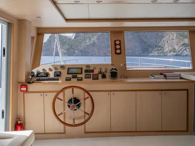 Cockpit of Lavin, a Gulet Custom built 183 yacht at Fethiye, Turkey