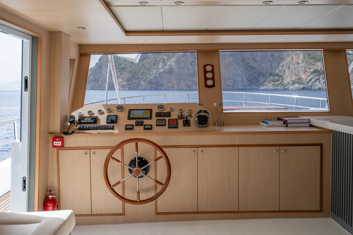 Cockpit of Lavin, a Gulet Custom built 183 yacht at Fethiye, Turkey