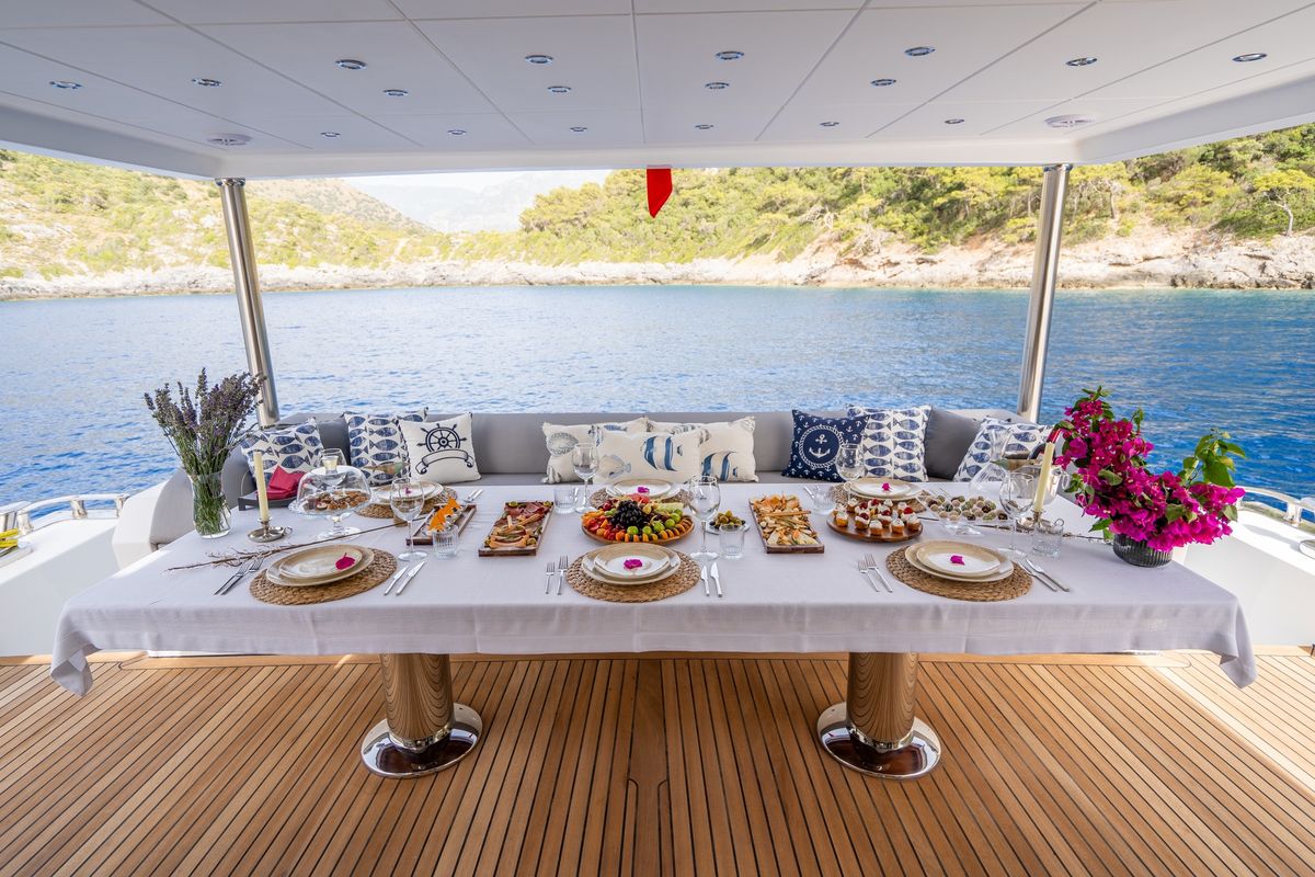 Deck of Lavin, a Gulet Custom built 183 yacht at Fethiye, Turkey