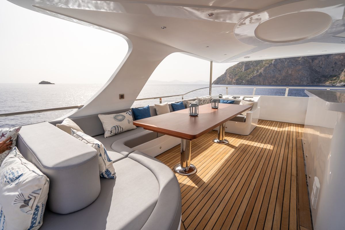 Deck of Lavin, a Gulet Custom built 183 yacht at Fethiye, Turkey