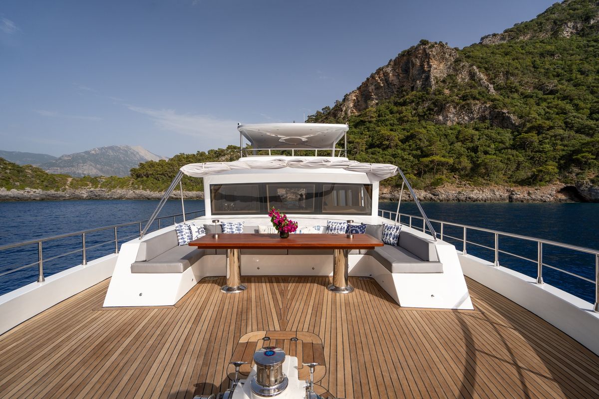 Deck of Lavin, a Gulet Custom built 183 yacht at Fethiye, Turkey