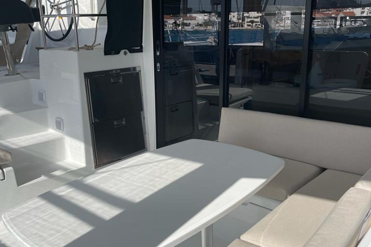 Deck of Slowdown, a Lagoon 42 Millenium catamaran at Općina Rogoznica, Croatia