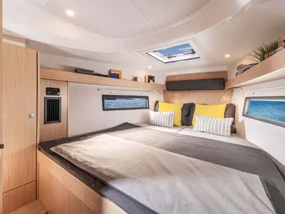 Cabin on Loukia, a Bavaria C38 sailboat at Pylaros Municipal Unit, Greece