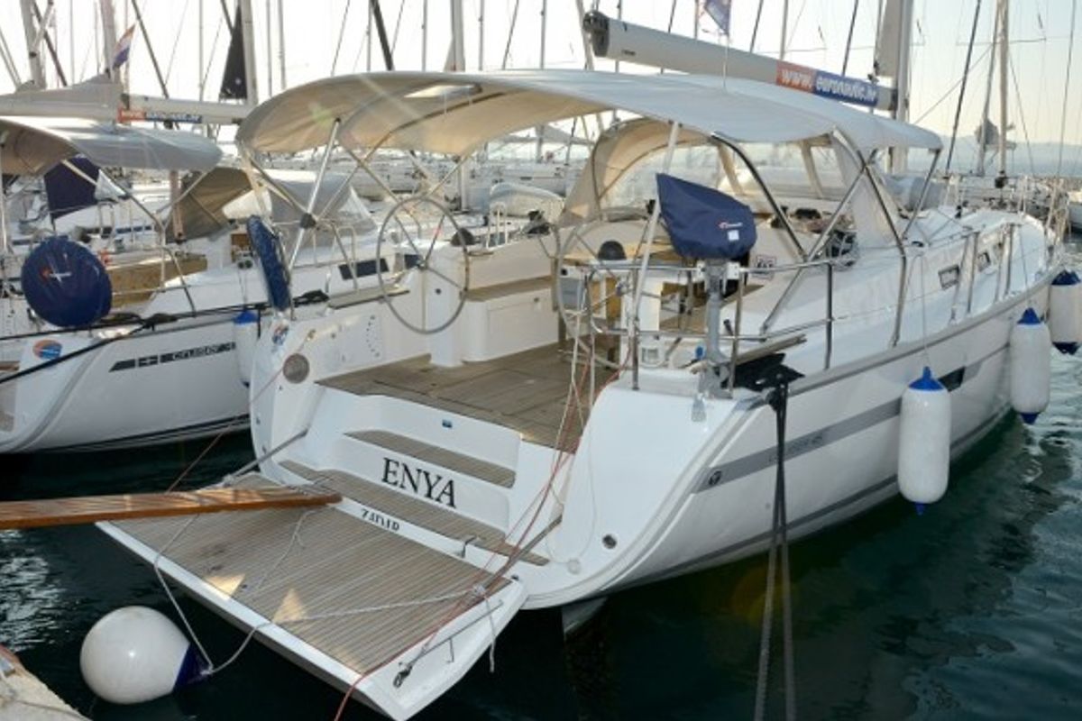 Deck of Enya, a Bavaria Cruiser 45 sailboat at Grad Biograd na Moru, Croatia