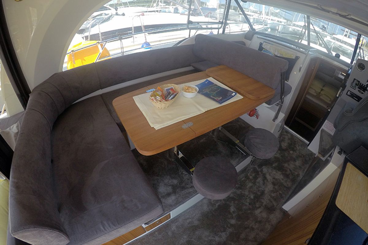 Salon of North star, a Marex 375 yacht at Grad Šibenik, Croatia