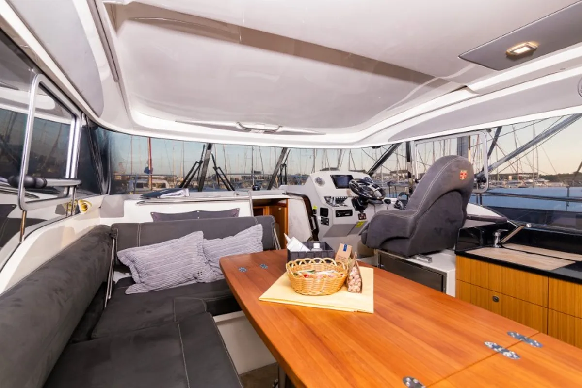 Salon of North star, a Marex 375 yacht at Grad Šibenik, Croatia