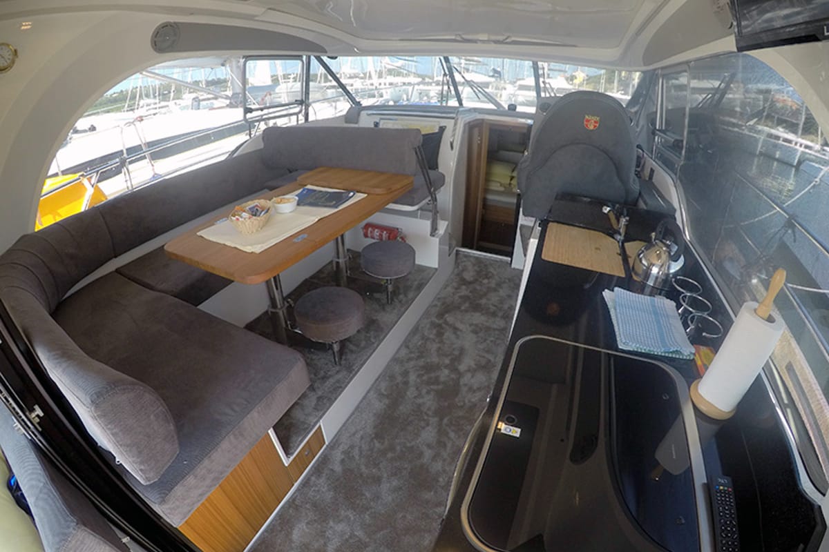 Salon of North star, a Marex 375 yacht at Grad Šibenik, Croatia