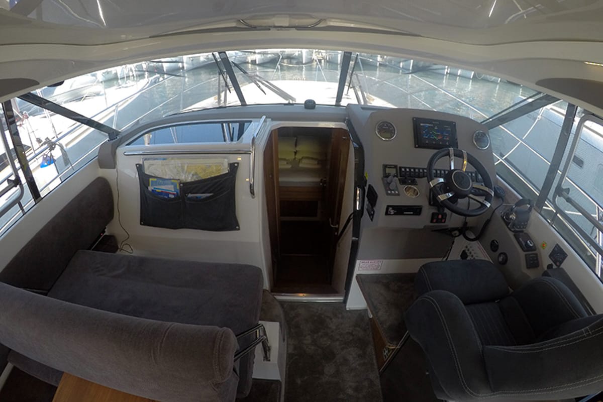 Cockpit of North star, a Marex 375 yacht at Grad Šibenik, Croatia