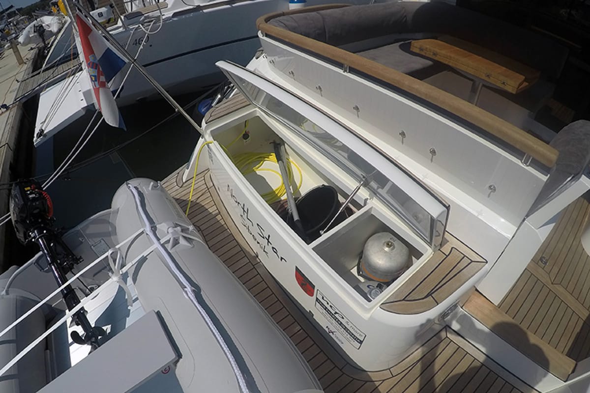 Deck of North star, a Marex 375 yacht at Grad Šibenik, Croatia