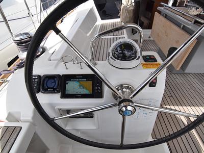 Cockpit of Bolero, a Beneteau Oceanis 41 sailboat at Athens, Greece