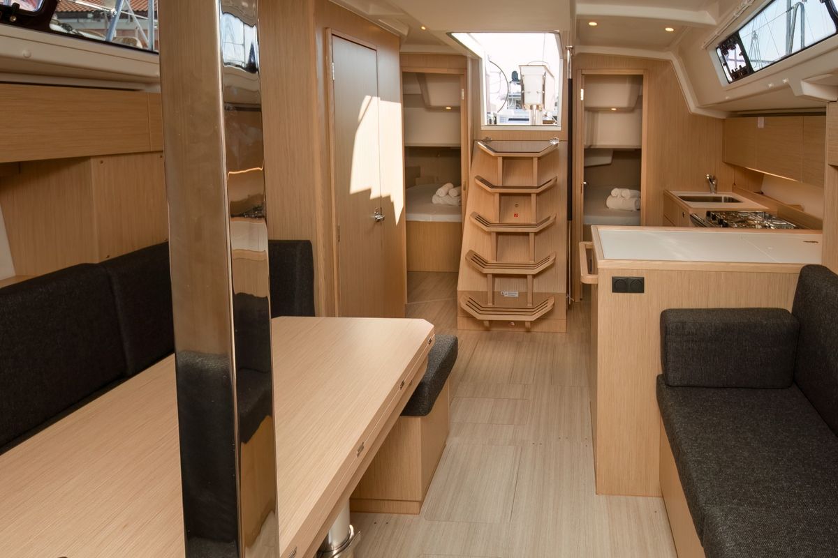 Salon of Aura, a Bavaria C38 sailboat at Tribunj, Croatia