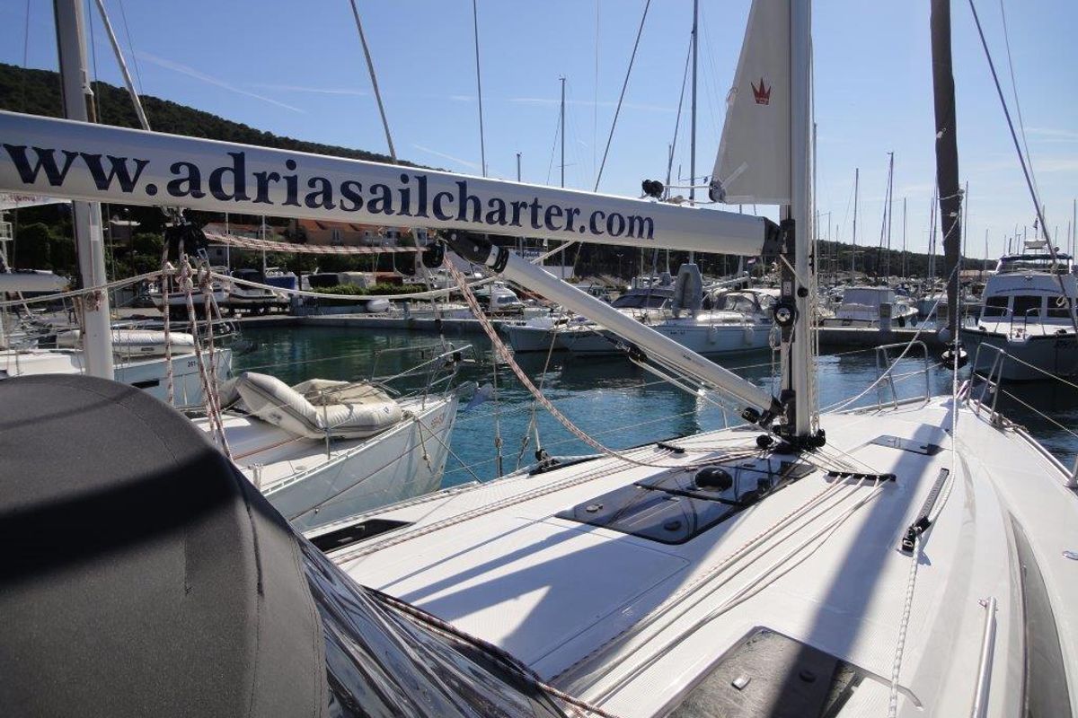Deck of Ile, a Bavaria Cruiser 41 sailboat at Split, Croatia