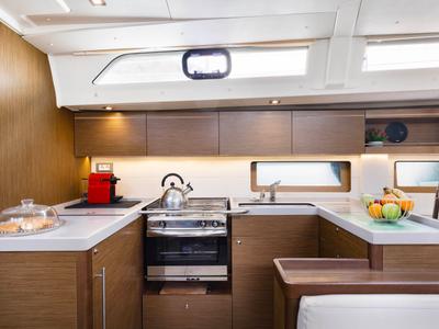 Galley of Lupo Di Mare, a Beneteau Oceanis 51.1 sailboat at Kos, Greece