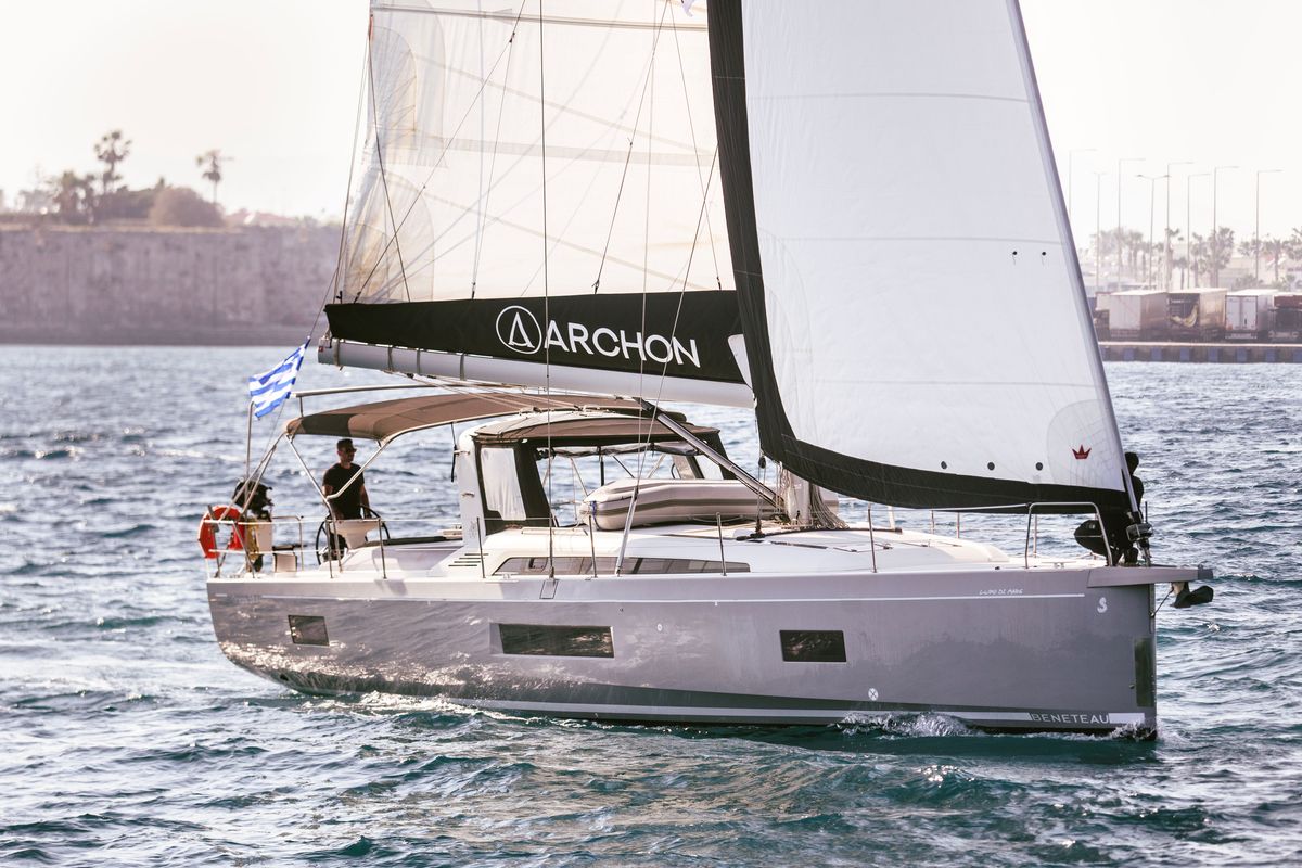 Exterior view of Lupo Di Mare, a Beneteau Oceanis 51.1 sailboat at Kos, Greece