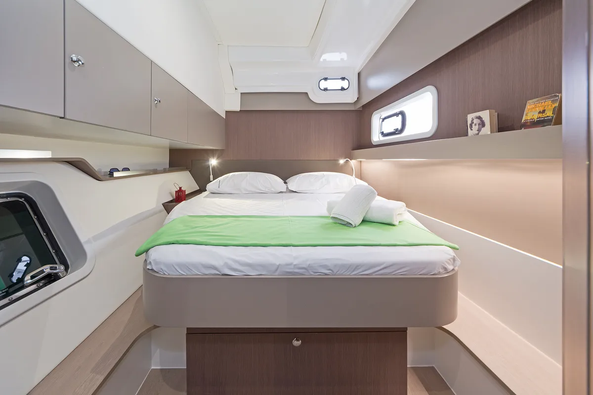 Cabin on Mediteo, a Bali Catspace catamaran at Gouvia, Greece
