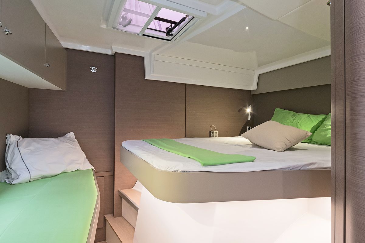 Cabin on Mediteo, a Bali Catspace catamaran at Gouvia, Greece