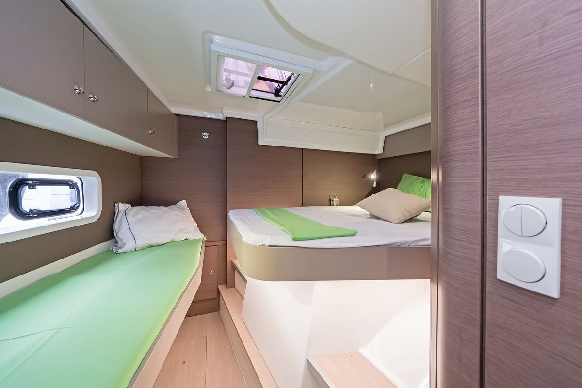 Cabin on Mediteo, a Bali Catspace catamaran at Gouvia, Greece