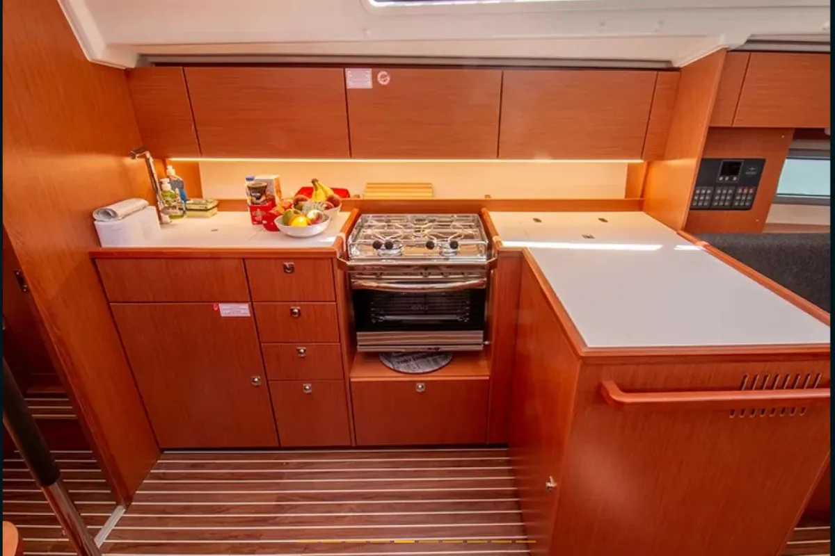 Galley of Jenny K, a Bavaria C42 sailboat at Municipal Unit of Lefkada, Greece