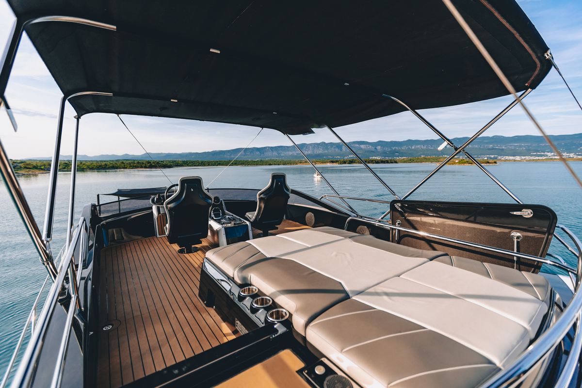 Deck of X2, a Sunseeker 65 yacht at Split, Croatia