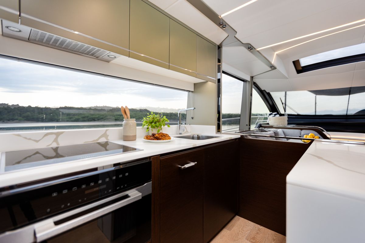 Galley of X2, a Sunseeker 65 yacht at Split, Croatia