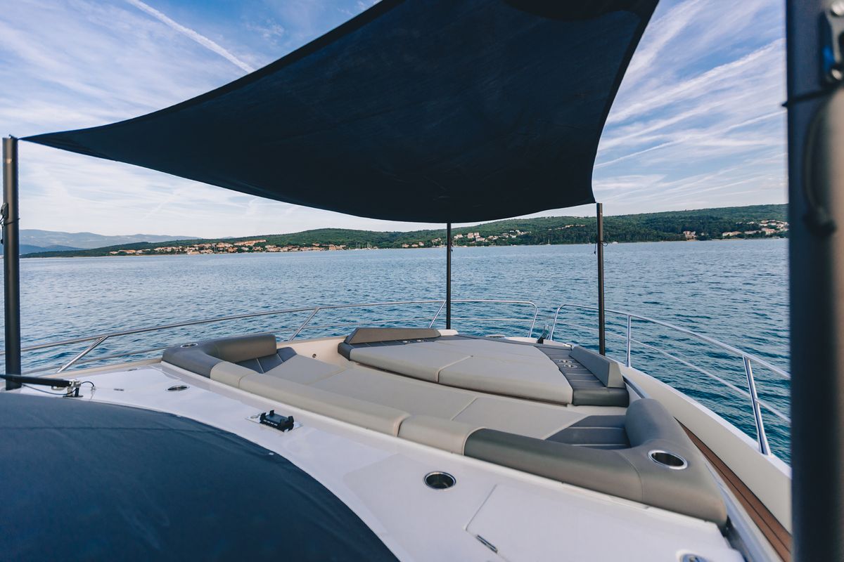 Deck of X2, a Sunseeker 65 yacht at Split, Croatia