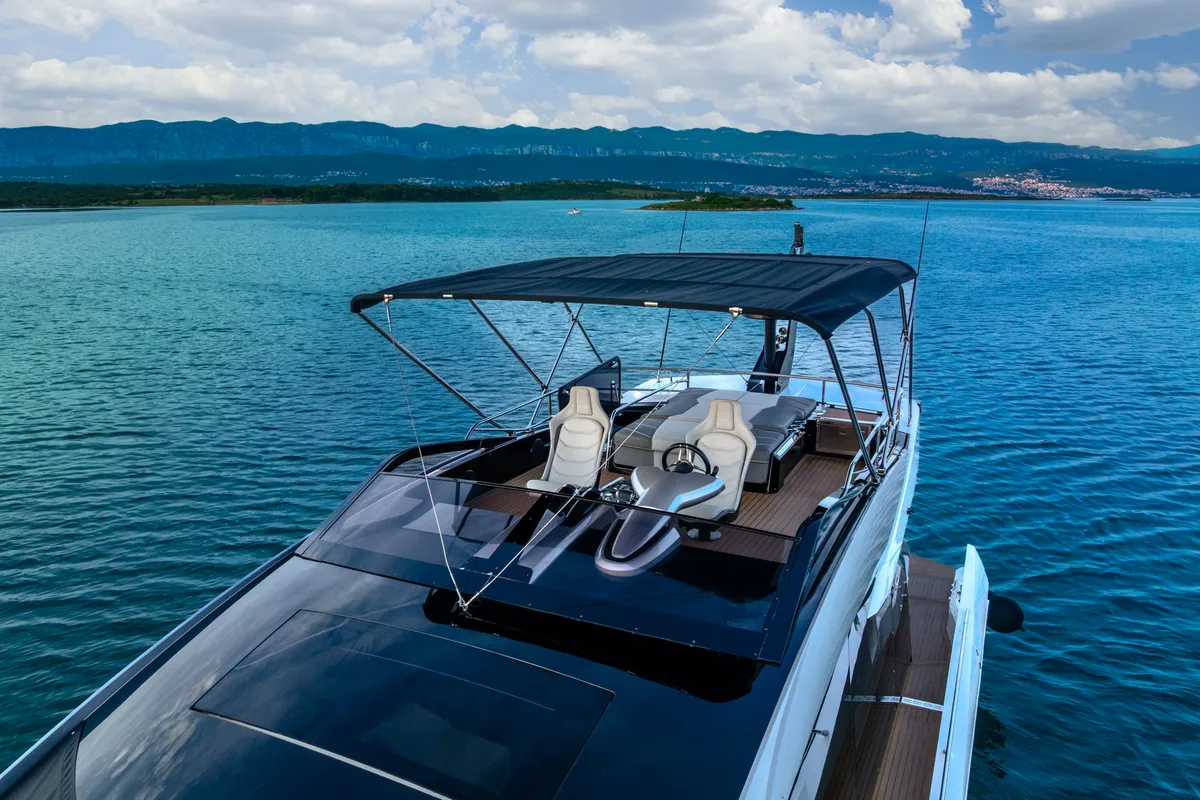 Deck of X2, a Sunseeker 65 yacht at Split, Croatia