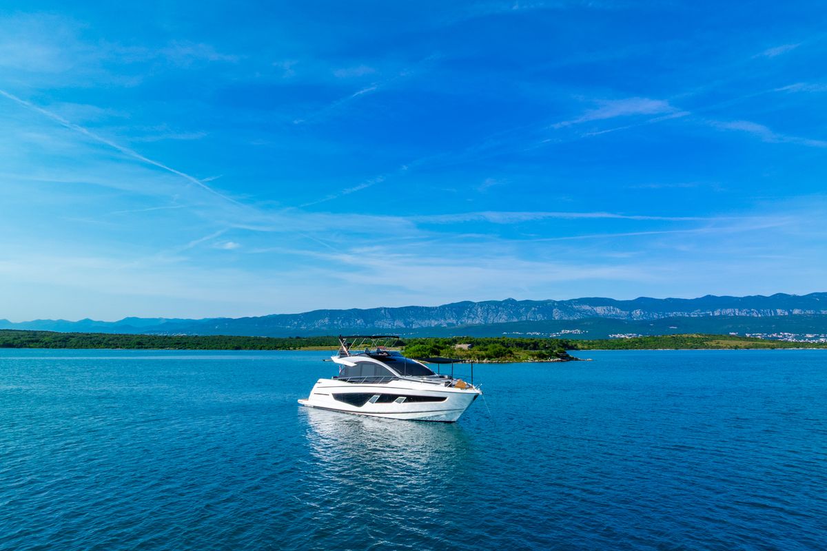 Exterior view of X2, a Sunseeker 65 yacht at Split, Croatia