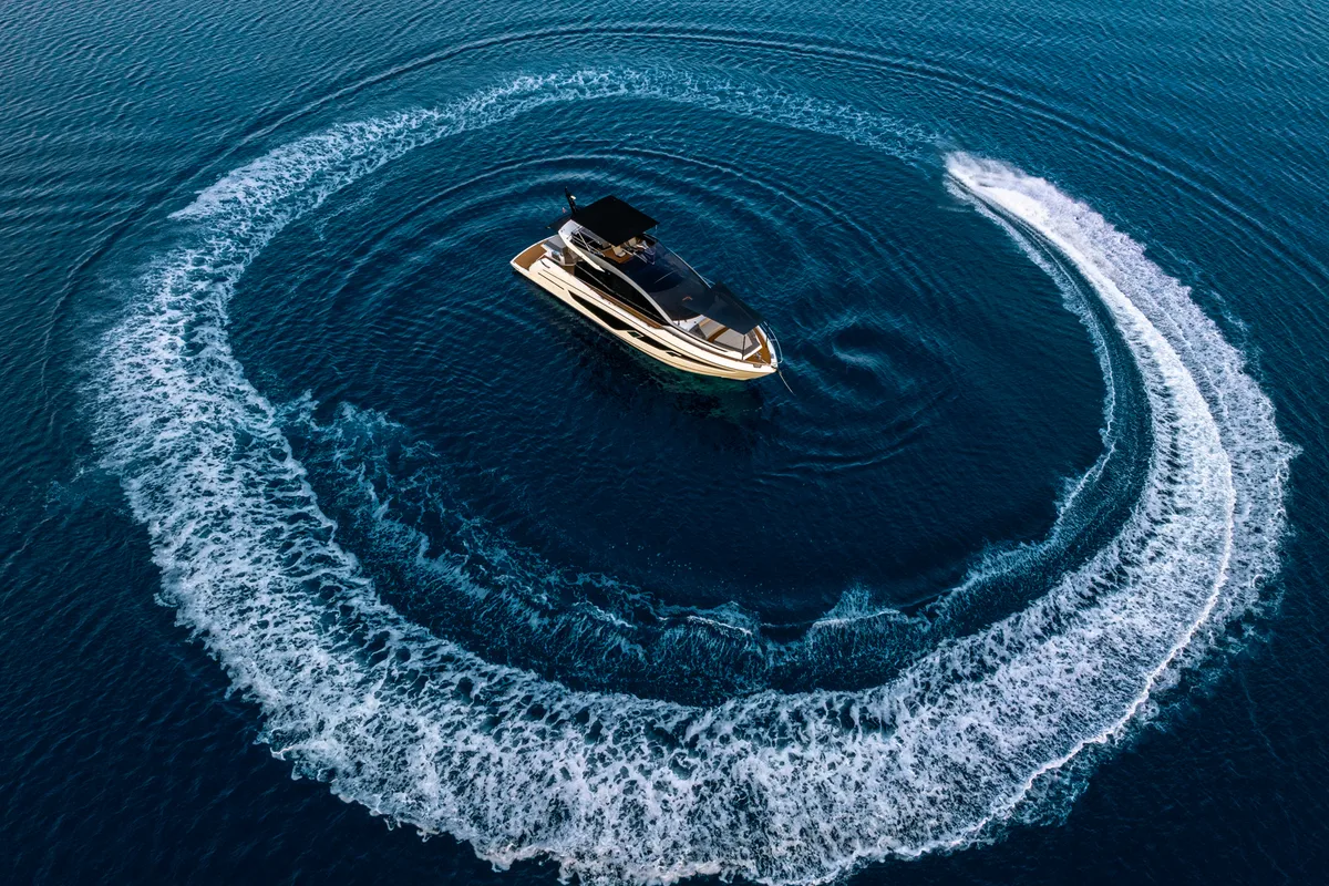 Exterior view of X2, a Sunseeker 65 yacht at Split, Croatia