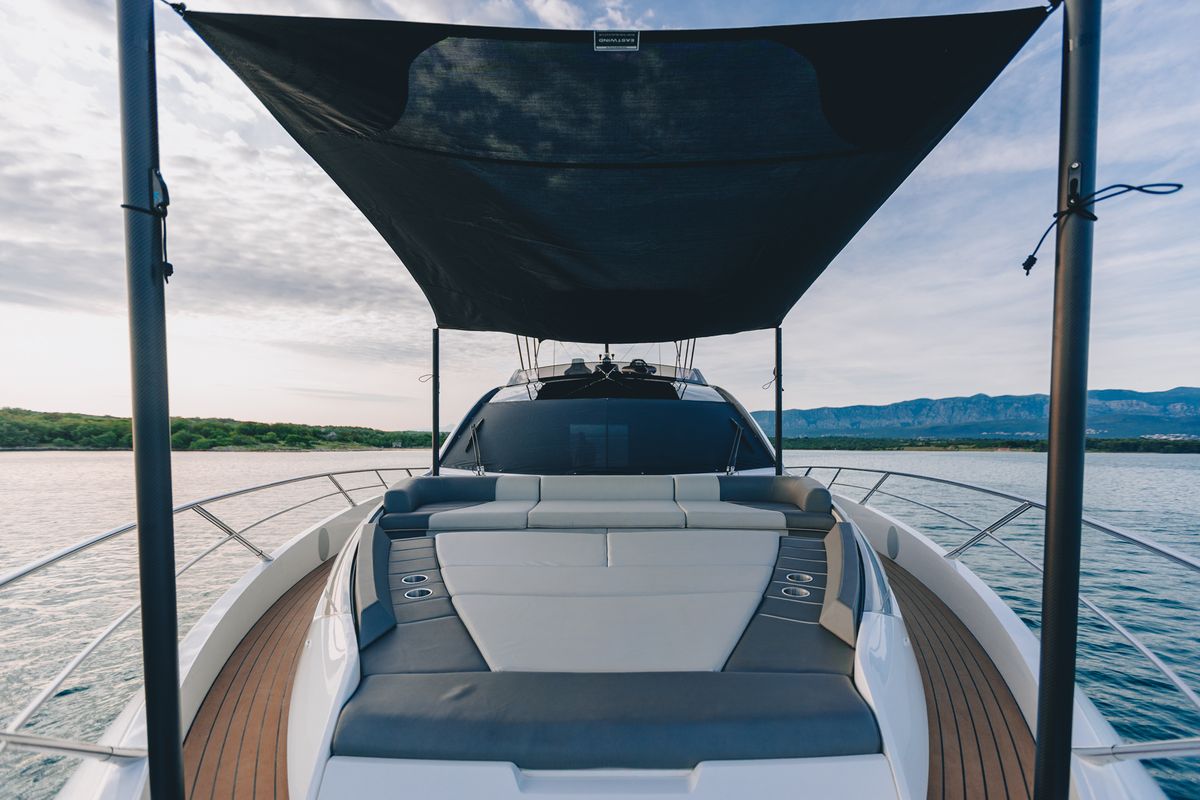 Deck of X2, a Sunseeker 65 yacht at Split, Croatia