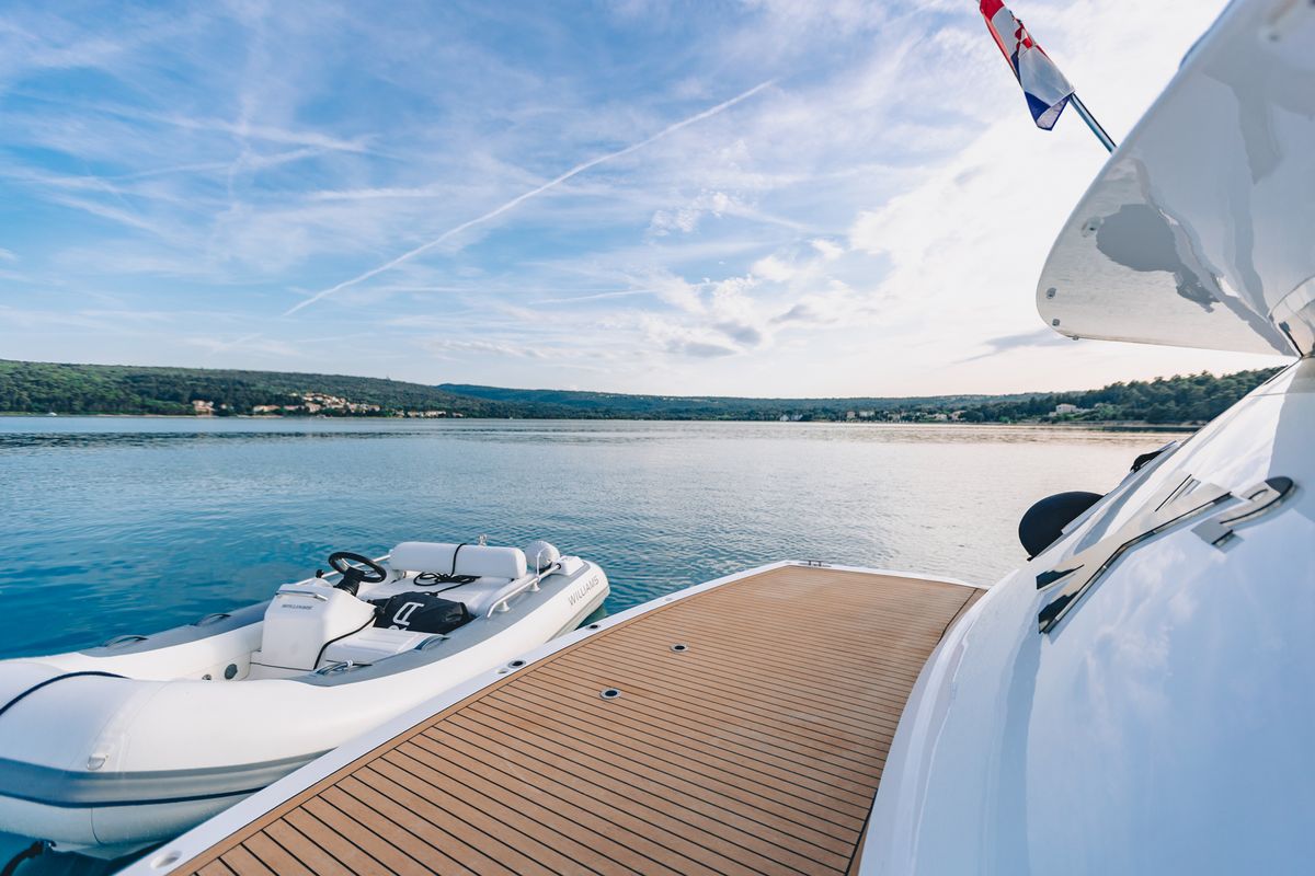 Deck of X2, a Sunseeker 65 yacht at Split, Croatia