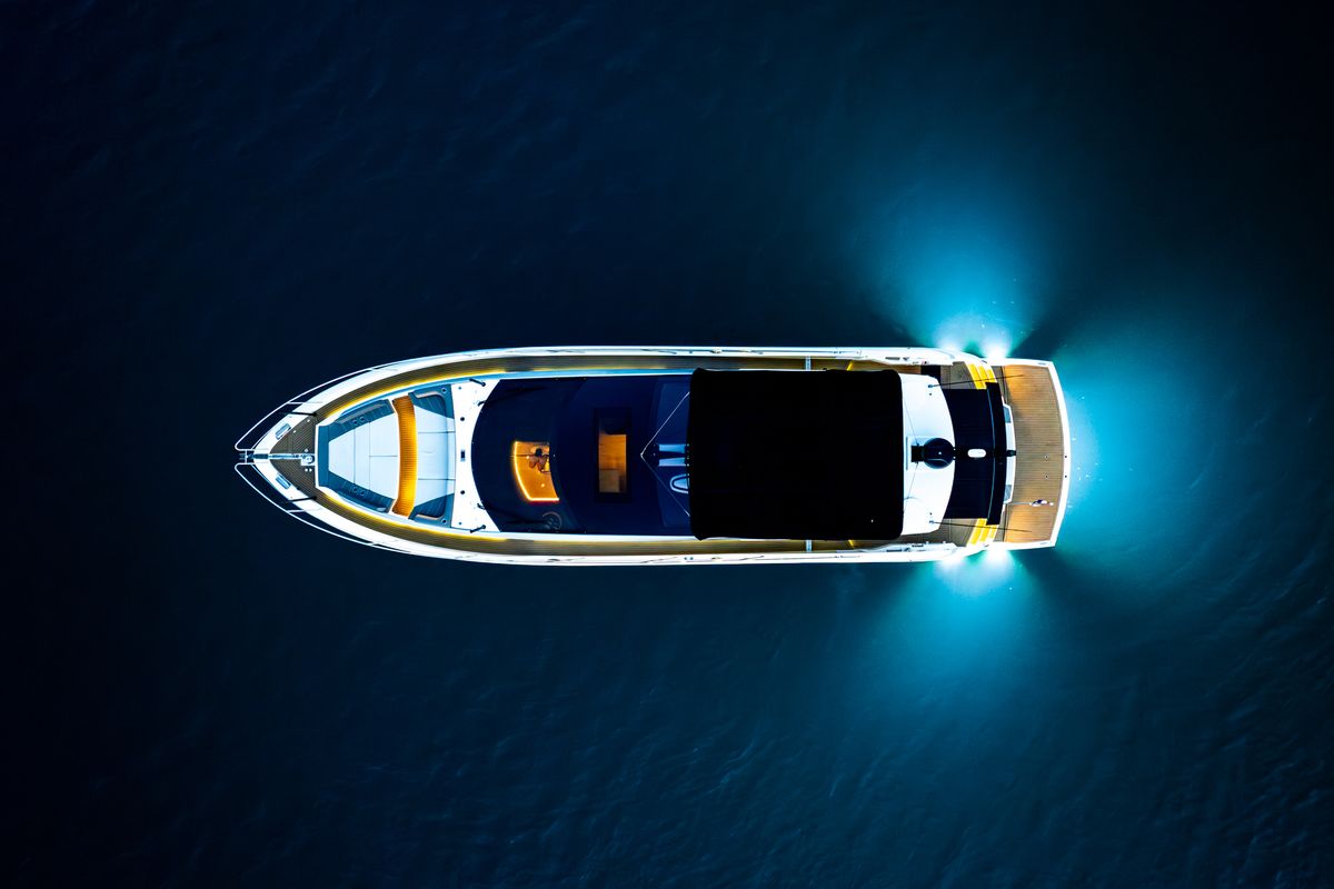 Exterior view of X2, a Sunseeker 65 yacht at Split, Croatia