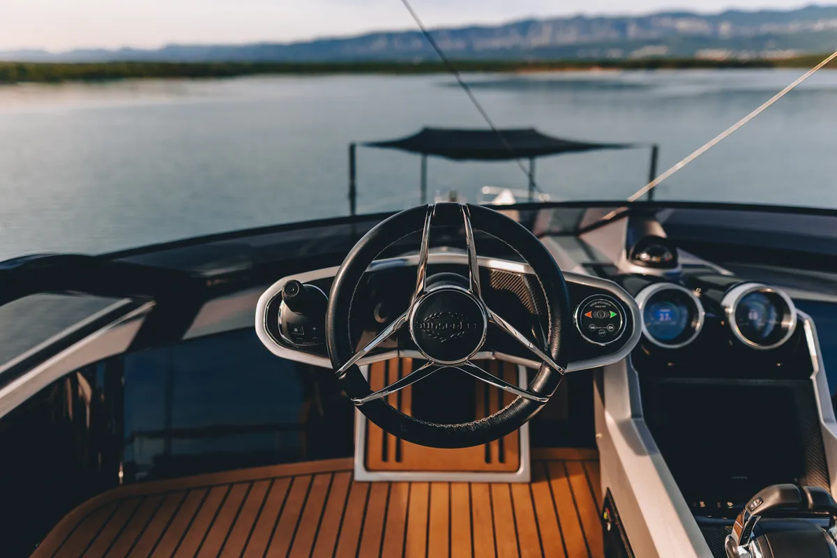 Cockpit of X2, a Sunseeker 65 yacht at Split, Croatia