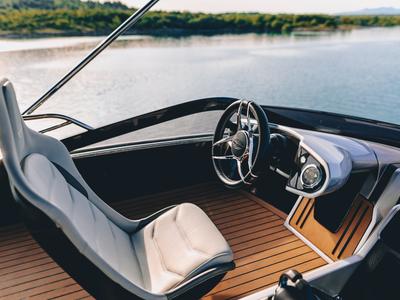 Cockpit of X2, a Sunseeker 65 yacht at Split, Croatia
