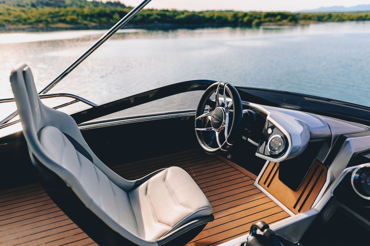 Cockpit of X2, a Sunseeker 65 yacht at Split, Croatia