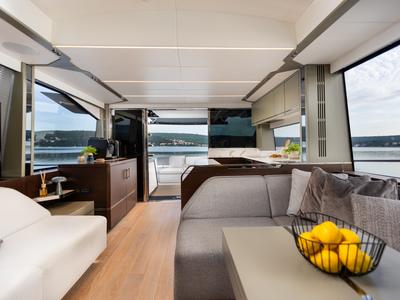 Salon of X2, a Sunseeker 65 yacht at Split, Croatia