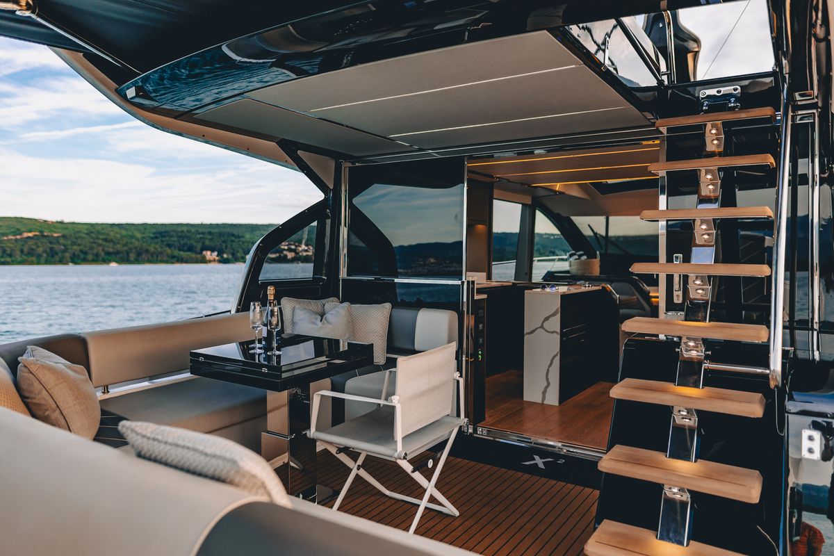 Deck of X2, a Sunseeker 65 yacht at Split, Croatia