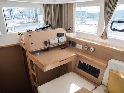 Cockpit of EXPLORER, a Lagoon 39 catamaran at Municipal Unit of Lefkada, Greece