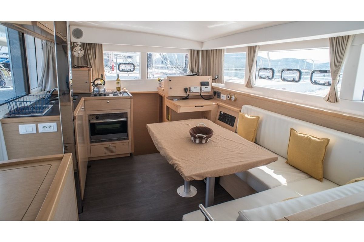 Galley of EXPLORER, a Lagoon 39 catamaran at Municipal Unit of Lefkada, Greece