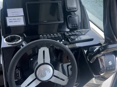Cockpit of Jack, a Beneteau Antares 9 OB motorboat at Punat, Croatia