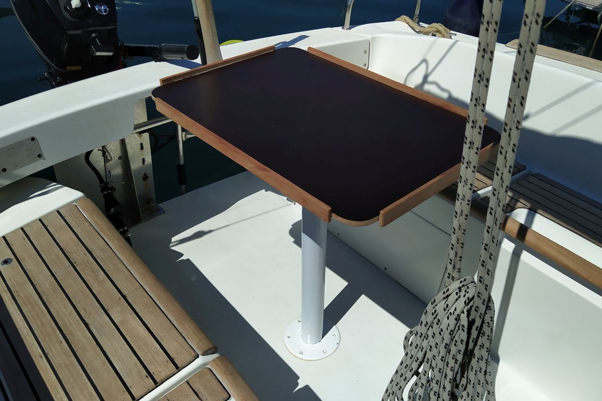 Deck of Perla, a Beneteau First 21.7 sailboat at Split, Croatia