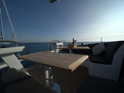 Deck of El Diablo, a Hanse Yachts Hanse 410 sailboat at Rosignano Solvay, Italy