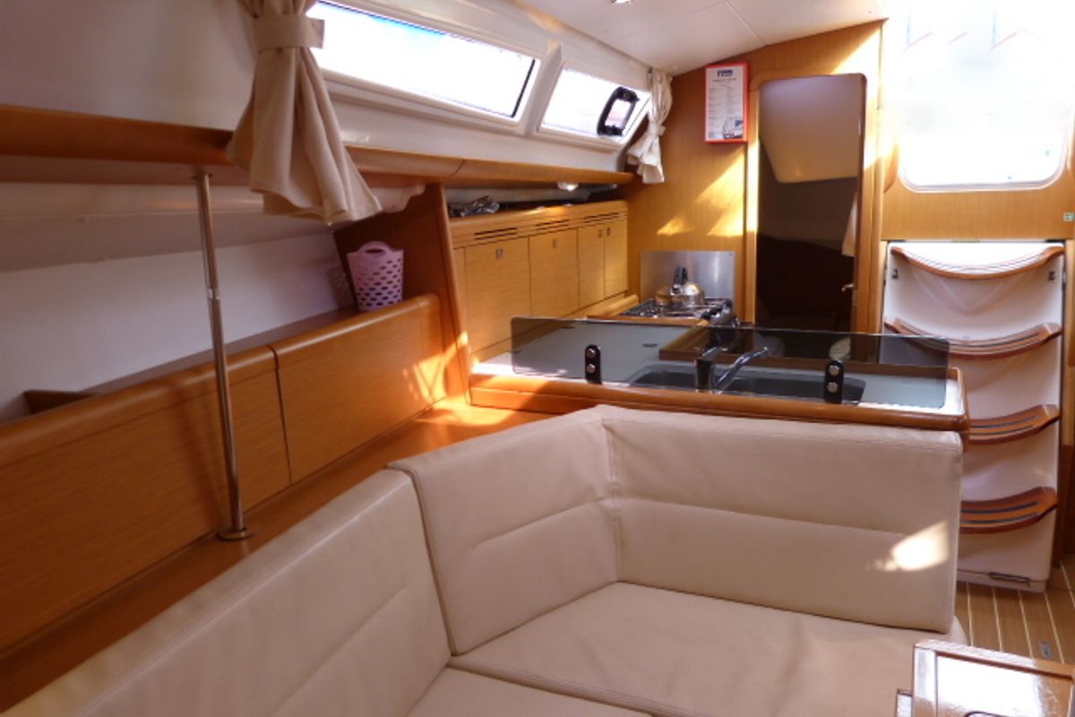 Salon of Scooby-Doo, a Jeanneau Sun Odyssey 36i sailboat at Fethiye, Turkey