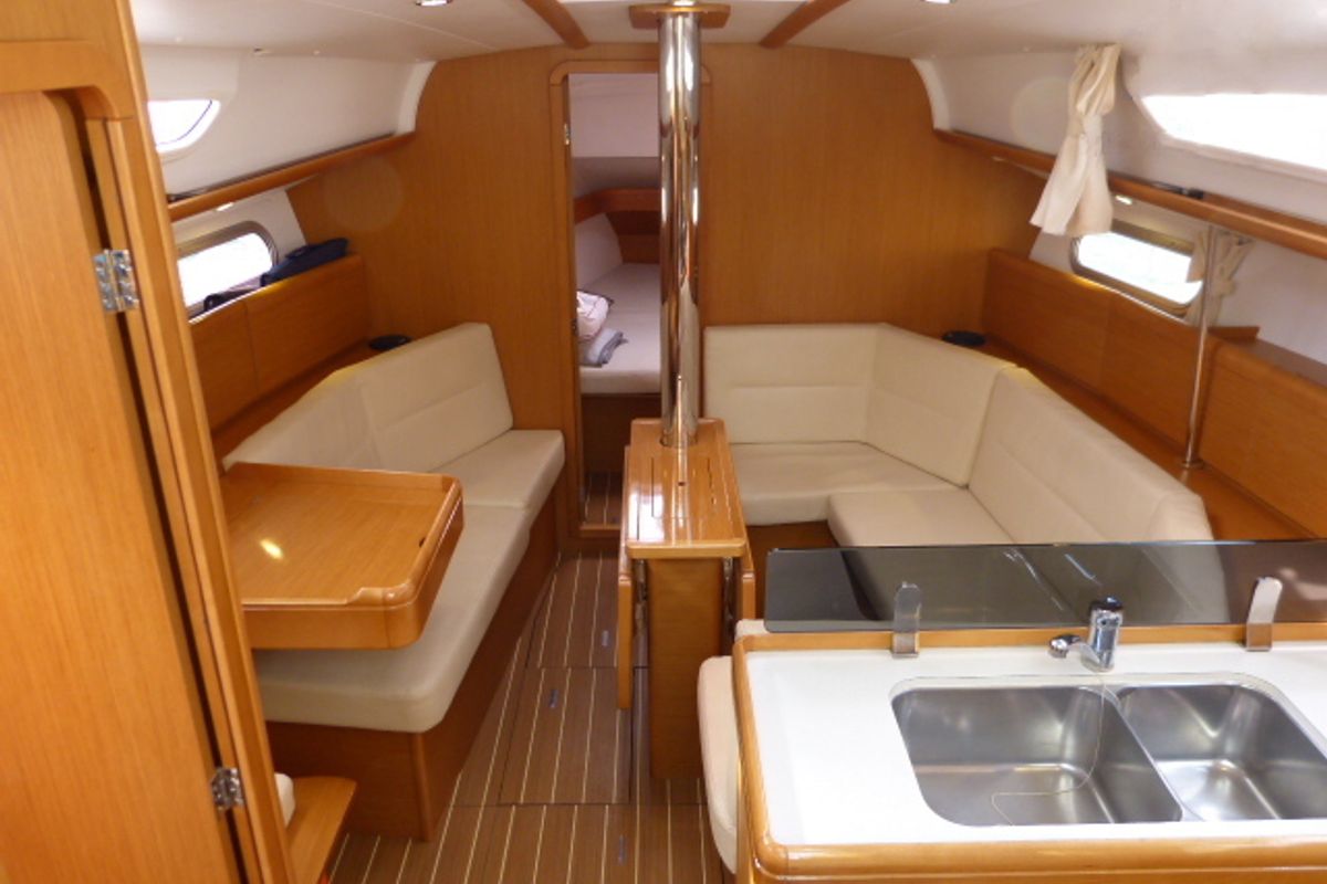 Salon of Scooby-Doo, a Jeanneau Sun Odyssey 36i sailboat at Fethiye, Turkey
