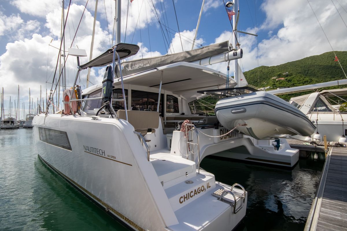 Exterior view of Duality II, a Nautitech Rochefort Nautitech 44 catamaran at Road Town, British Virgin Islands