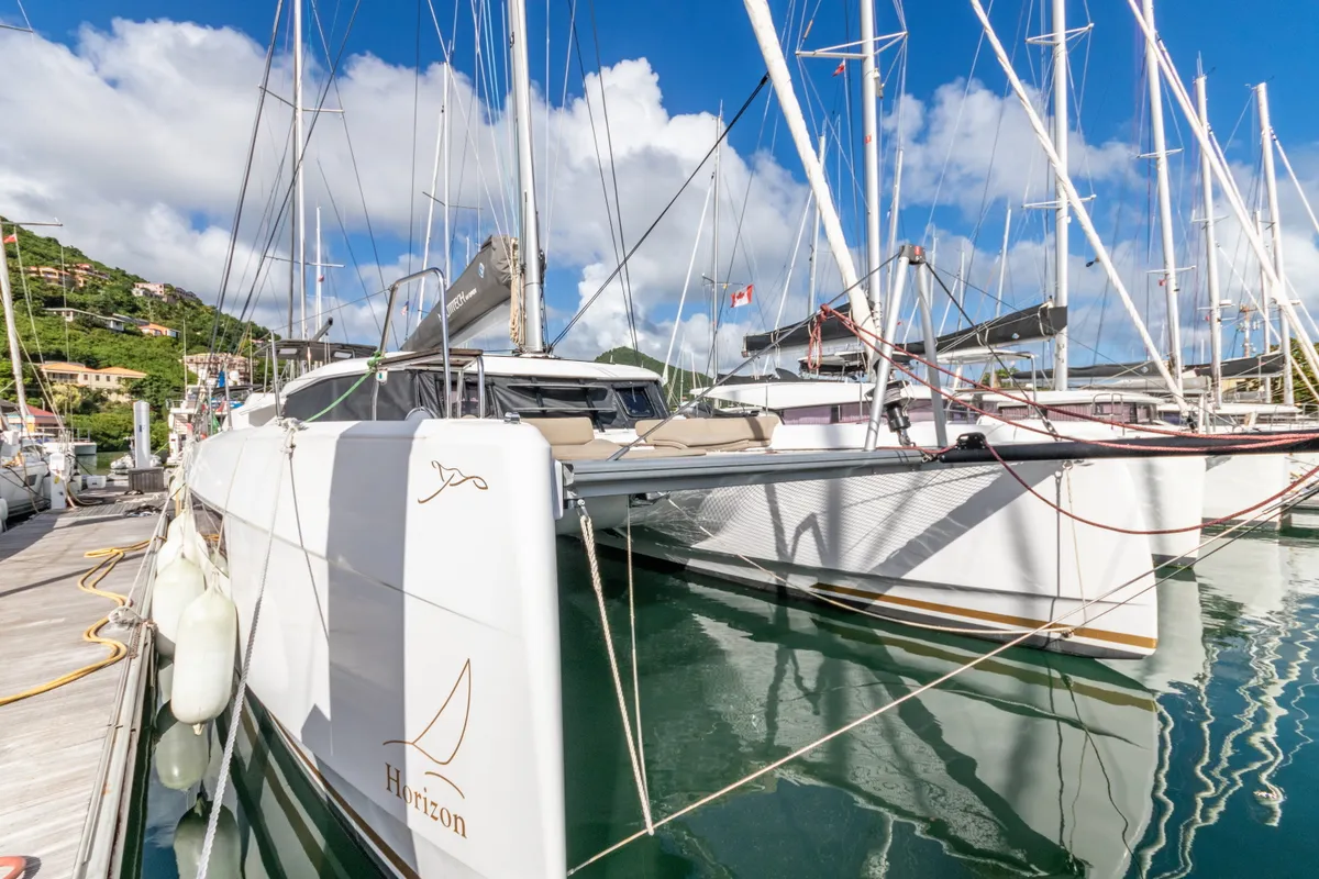 Exterior view of Duality II, a Nautitech Rochefort Nautitech 44 catamaran at Road Town, British Virgin Islands